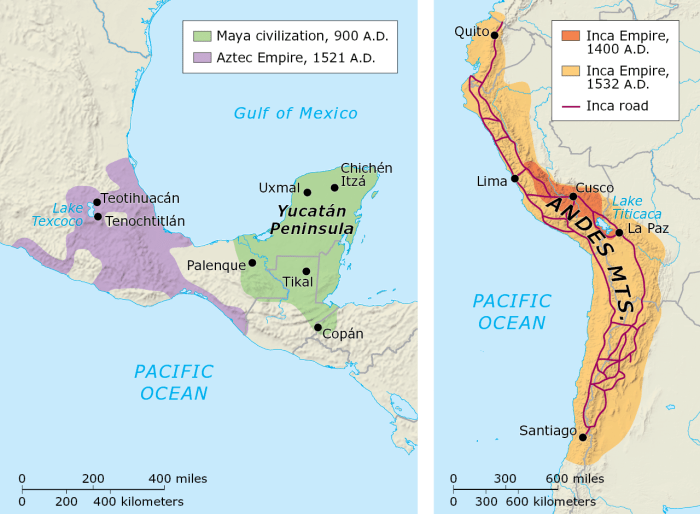 Mayans aztecs and incas map