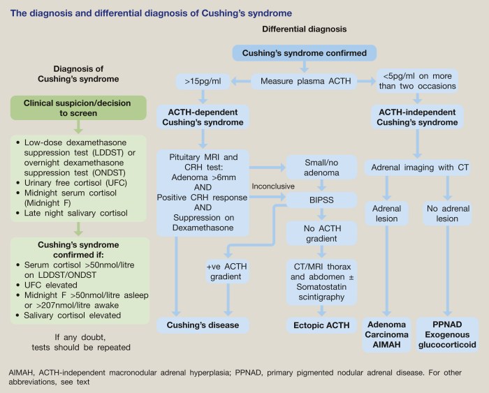 Addison's vs cushing's disease chart